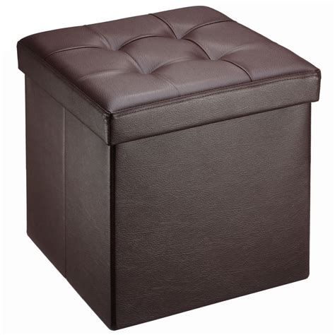 Ollieroo Faux Leather Folding Storage Ottoman Collapsible Bench Box ...