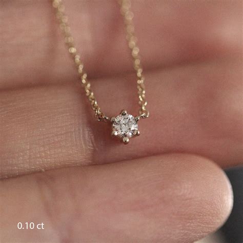 Diamond Solitaire Necklace / Solitaire Diamond Necklace / | Etsy