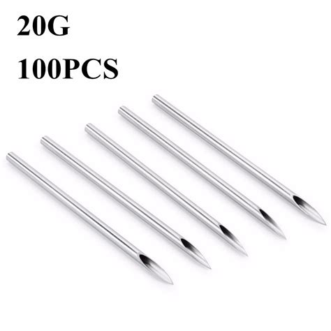 100pcs Sterile 20 Gauge Body Ear Navel Nipple Piercing Needles BPNP 20G ...