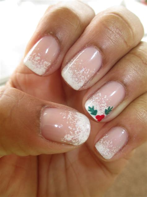 Simple Christmas Nails Winter French Tip