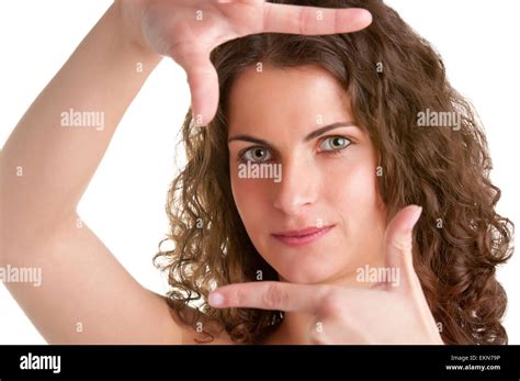 Woman Framing Picture Stock Photo - Alamy