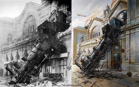 accident-train-paris-montmarnasse-steampunk-didier-graffer-peinture-art - Studinano, Portfolio ...