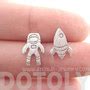 Space Travel Themed Astronaut and Rocket Stud Earrings in Silver · DOTOLY Animal Jewelry · The ...