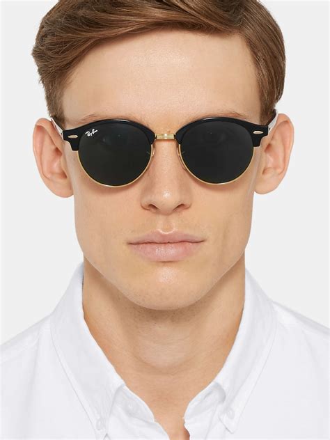 RAY-BAN Clubmaster Round-Frame Acetate And Gold-Tone, 41% OFF