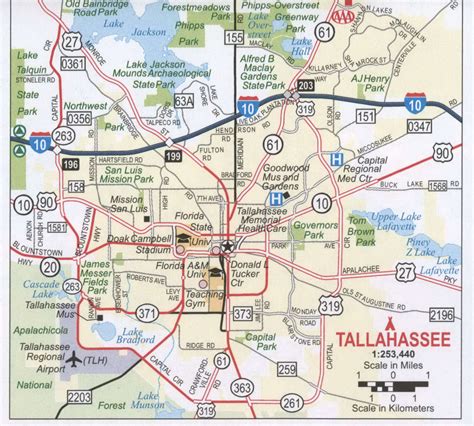 Tallahassee FL road map, Free map highway Tallahassee city surrounding area