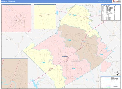 Wharton County, TX Wall Map Color Cast Style by MarketMAPS - MapSales.com