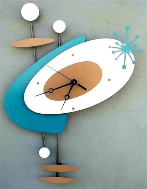 Mid Century Wall Clock Atomic Art Modern Clocks Vintage Sunburst Image Of | Mid century wall ...