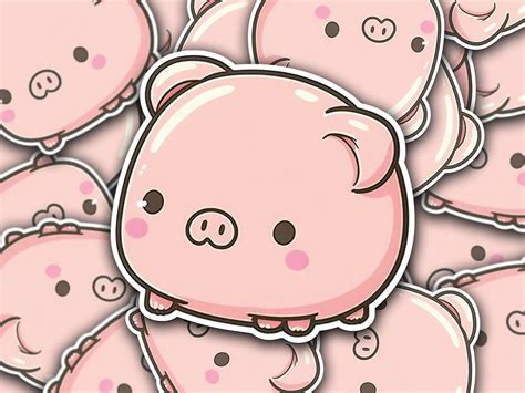 Cute Kawaii Pig Vinyl Decal Durable and Waterproof Personalize Your Laptops, Water Bottles, and ...