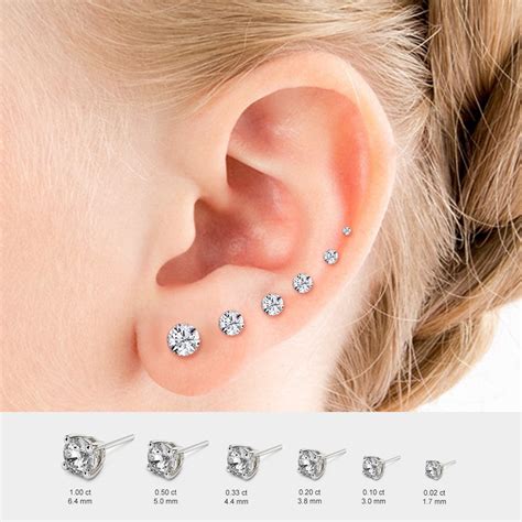 Diamond Stud Earrings Carat Size Chart