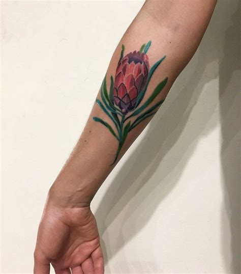 Protea cynaroides or the king protea tattoo by Mavka Leesova inked on the right forearm ...