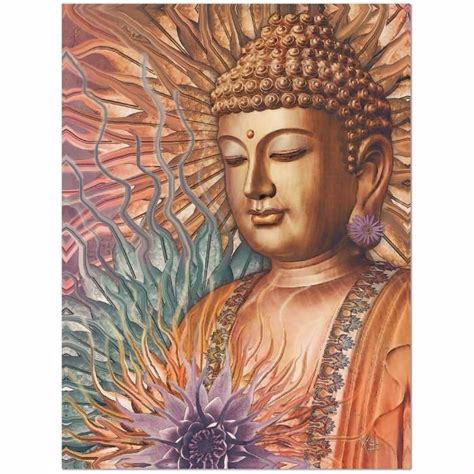 Buddha Floral Canvas - Orange, Teal and Lavender Zen Buddha Wall Art - | Buddha art painting ...