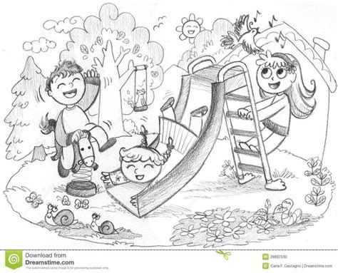 Kids Playing Outside Clipart Black And White | Furniture Walpaper within Children Playing In The ...