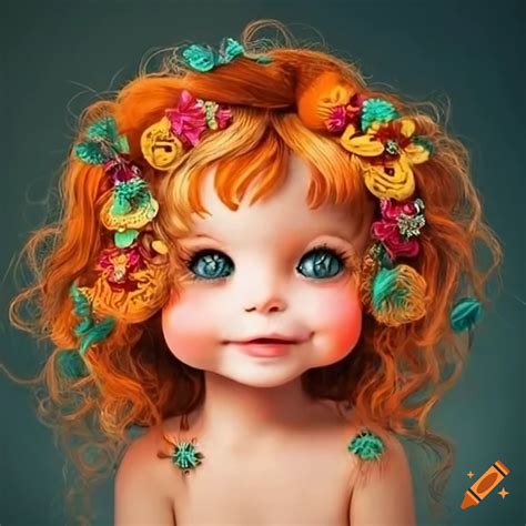 Colorful illustration of cute smiling girls