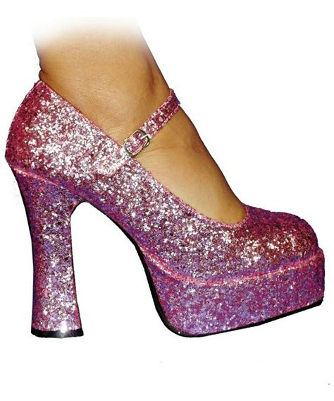 Adult Mary Jane Platform Pink Glitter Shoes