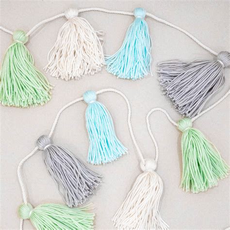 Mint Sky Yarn Tassel Garland - Praxis Design Studio