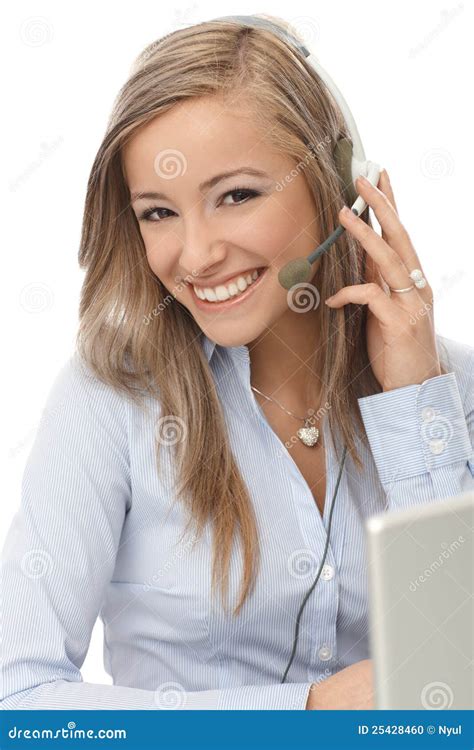 Happy dispatcher at work stock photo. Image of headphone - 25428460