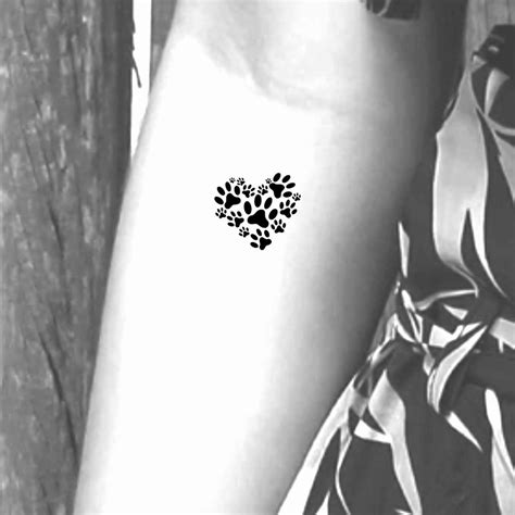 Paw Print Heart Temporary Tattoo - Etsy