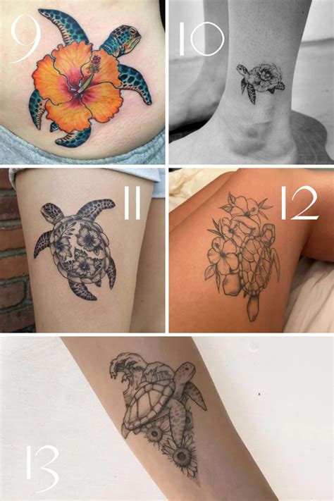 97+ Sea Turtle Tattoo Designs & Hawaiian Flowers - TattooGlee | Turtle ...