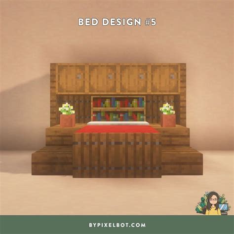 20 Beautiful Minecraft Bed Design Ideas (Double Bed Edition) | Minecraft bed design, Minecraft ...