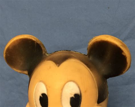 Vintage Mickey Mouse Rubber Squeak Toy, Sun Rubber, Co