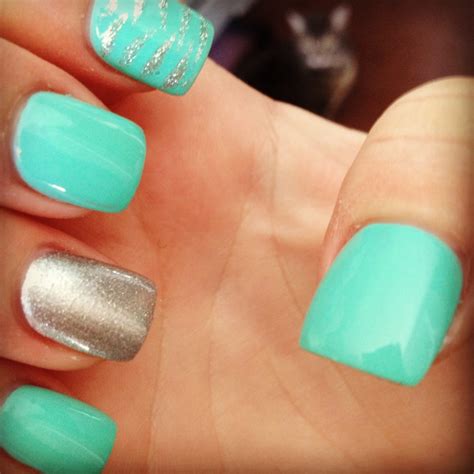 Pin by Aubree Alyssa on Nails | Silver nails, Turquoise nails, Prom nails