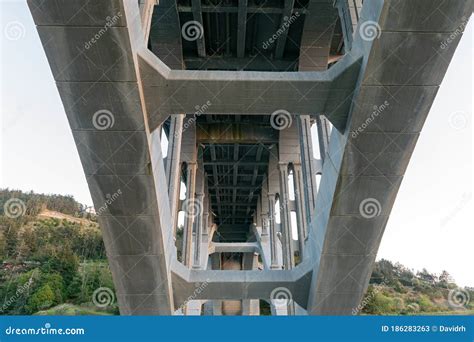 Underneath the Rogue River Bridge at Gold Beach, Oregon, USA Stock ...