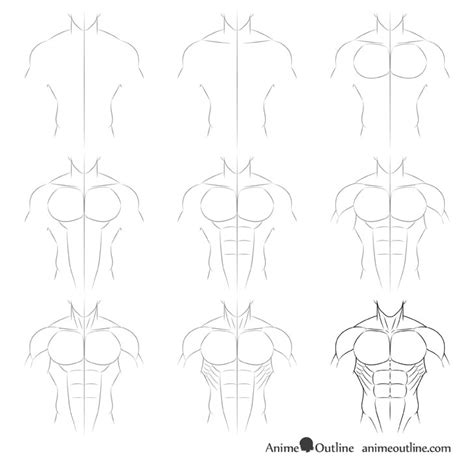 How to Draw Anime Muscular Male Body Step by Step - AnimeOutline