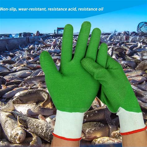 Durable Latex Rubber Full Finger Labor Work Gloves Non Slip Wear Resistant Acid Resistant Safety ...