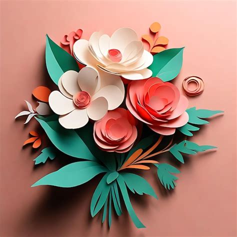 Premium AI Image | minimal Flower Bouquet Paper Cut Design SVG Bund AI