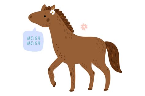 Horse with Neigh Sound in Speech Bubble. Graphic by vectorbum ...