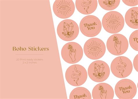 Boho Stickers Thank You Labels Pink Packaging Stickers - Etsy