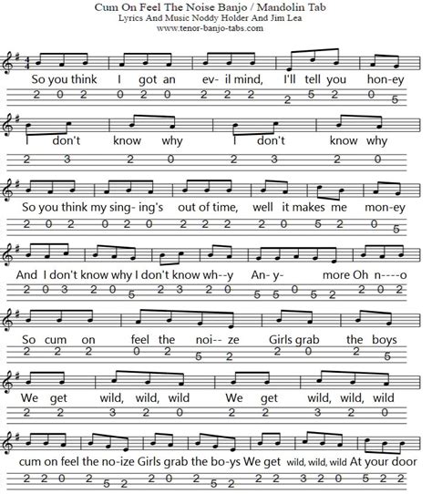 Come On Feel The Noise Sheet Music - Tenor Banjo Tabs