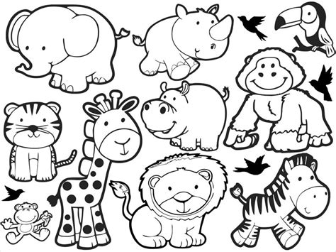 ANIMALS JUNGLE CLIPART safari zoo cute friends Silhouette kids | Etsy