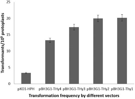 Transformation rate by vectors with hygromycin B resistance genes... | Download Scientific Diagram