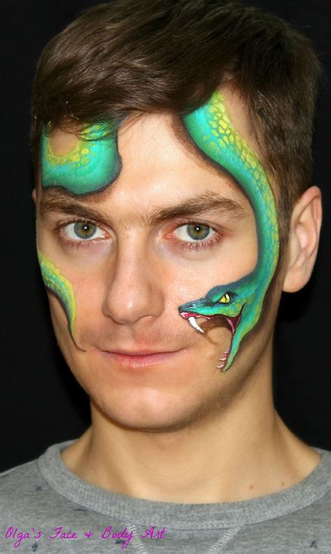 Fast and easy face painting tutorial for painting a realistic snake design using one stroke t ...