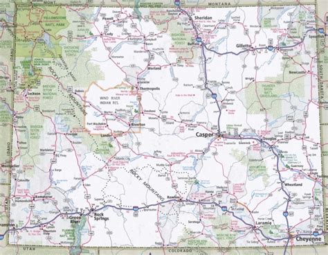 Wyoming road map - Ontheworldmap.com