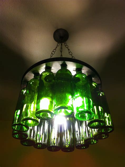 Summer project: Wine lamp. | Wine bottle chandelier, Bottle chandelier, Wine bottle lamp