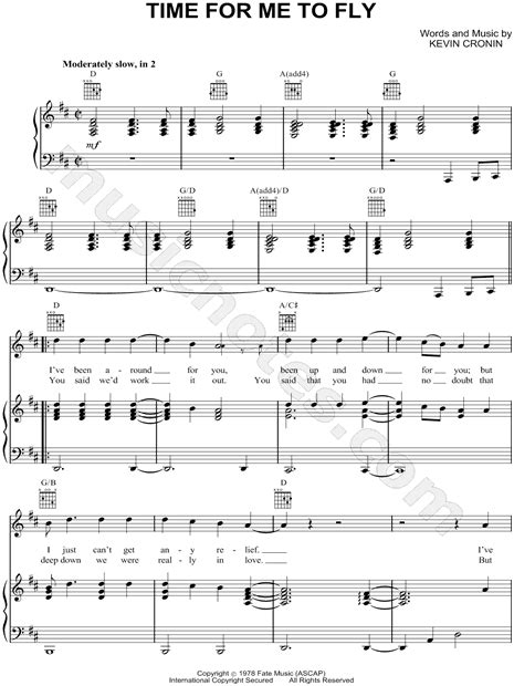 REO Speedwagon "Time for Me to Fly" Sheet Music in D Major ...