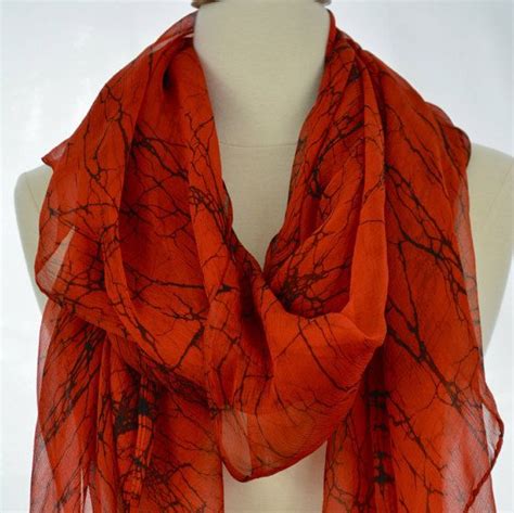 Silk Scarf Red Hand Painted Red Scarf Silk Chiffon Scarf | Etsy | Red ...