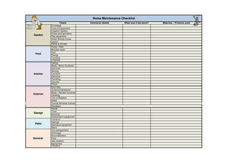 Home Maintenance Spreadsheet — db-excel.com