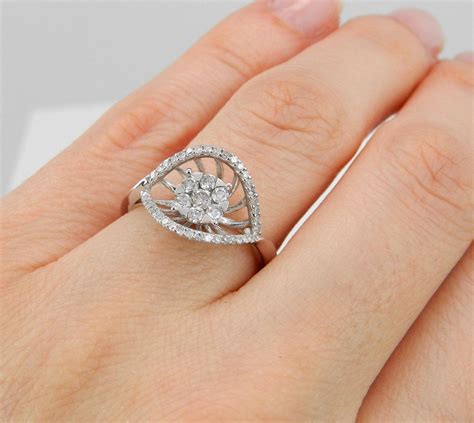 Diamond Cluster Ring, Unique Promise Ring, White Gold Right Hand Ring, Natural Diamond Ring ...