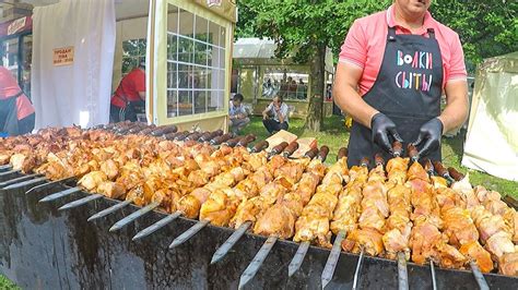 Russian Street Food. Huge Swords Skewers of Meat, Sausages and more - YouTube