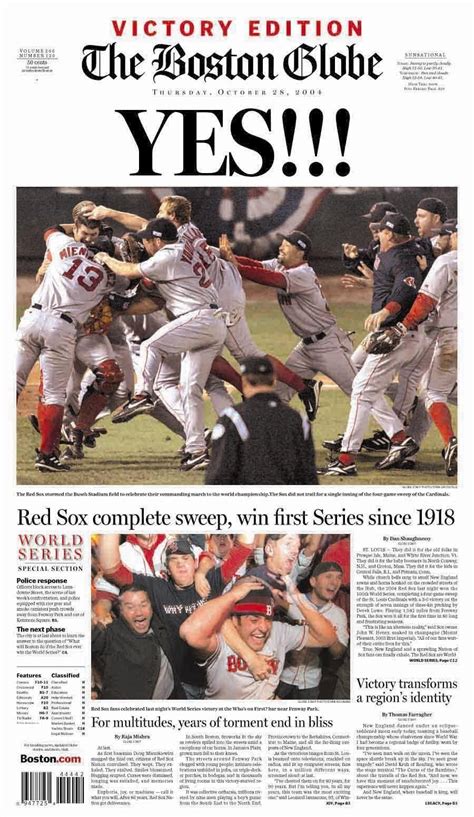 Newspaper front page Boston Red Sox Baseball, Boston Sports, Fenway ...