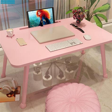 Modern Wood Office Desk in Rectangular Writing Desk for Bedroom - Pink 24"L x 16"W x 11"H ...