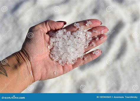 Dead Sea Salt Mineral Crystal Formations in Human Hand Stock Image ...