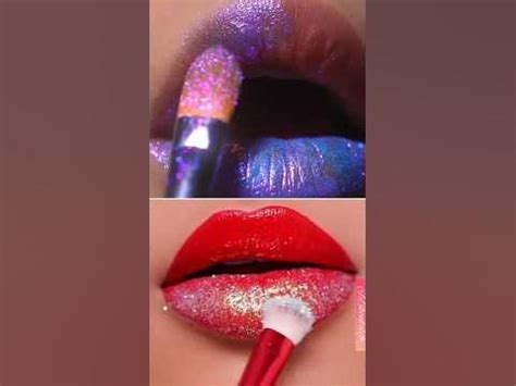 Purple 💜 Glitter vs ️ Red Glitter lipstick tutorial 💄#shorts #viral #lipstick - YouTube