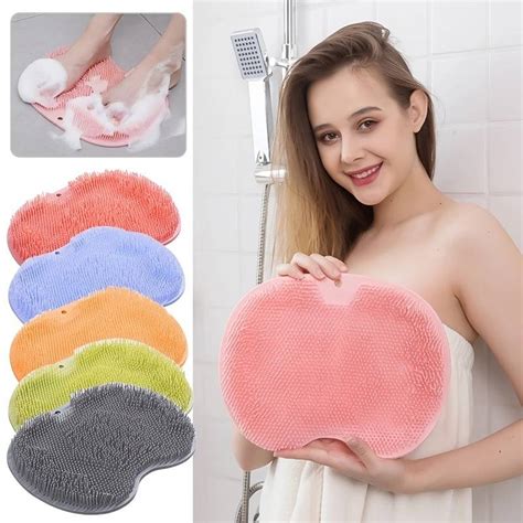Silicone Bath Massage Pad Exfoliating Back Scrubber Foot Back Scrubber Wall Mounted Back ...