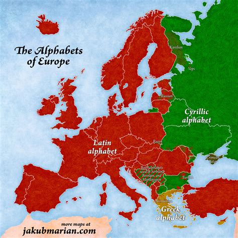 Alphabets of Europe Map
