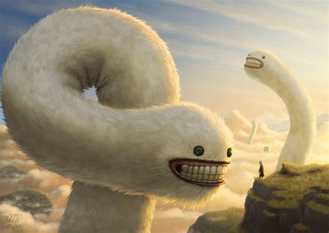 Fuzzy Cloud Worms by Andrew McIntosh | Monster concept art, Scary art, Mythical creatures art