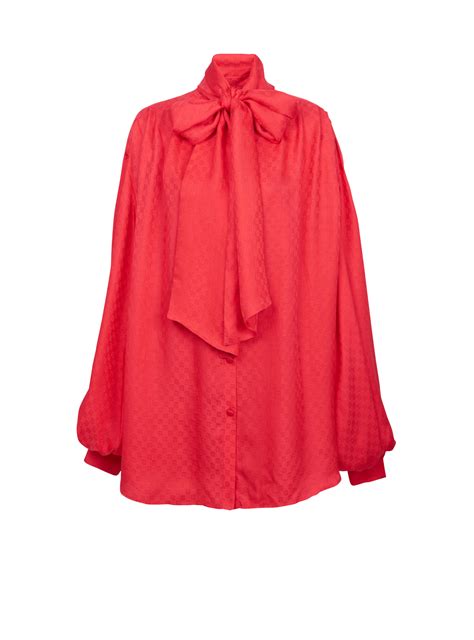 Women Tops And Shirts | Balmain Mini Monogram Silk Shirt Pink - Rena Ginsberg